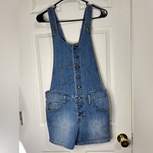 Free People Medium Blue Denim Short Overalls